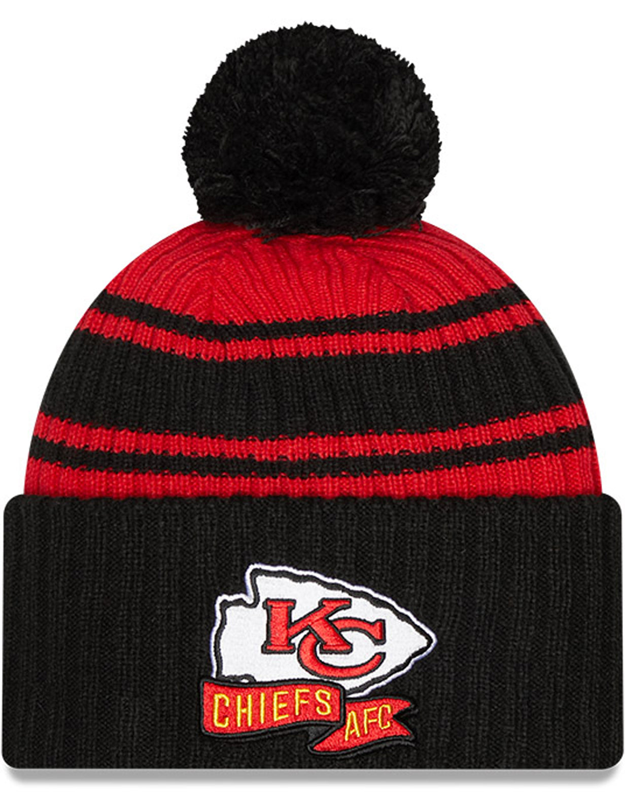 New Era Kansas City Chiefs NFL Sideline Sport Strick-Bommelmütze
