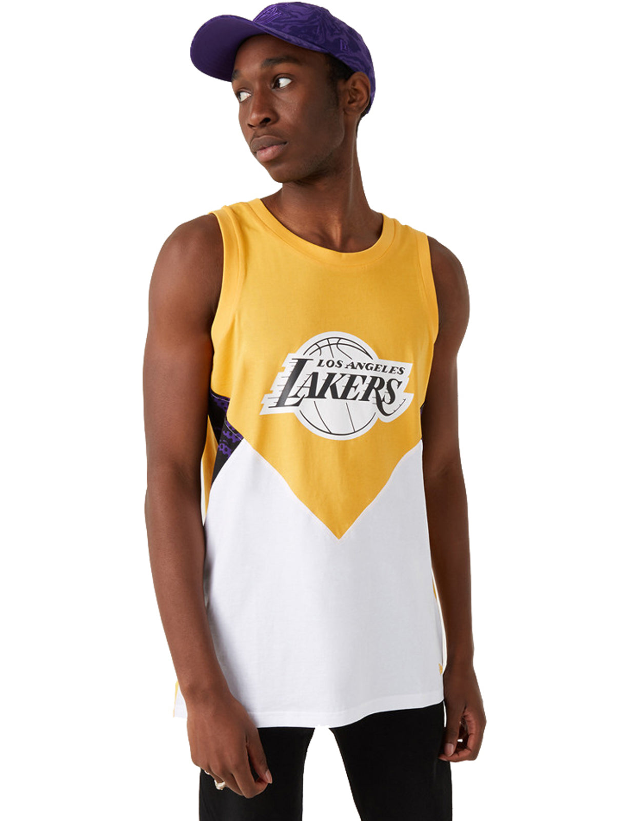 New Era – Los Angeles Lakers – NBA „Oil Slick“ ärmelloses T-Shirt in Weiß