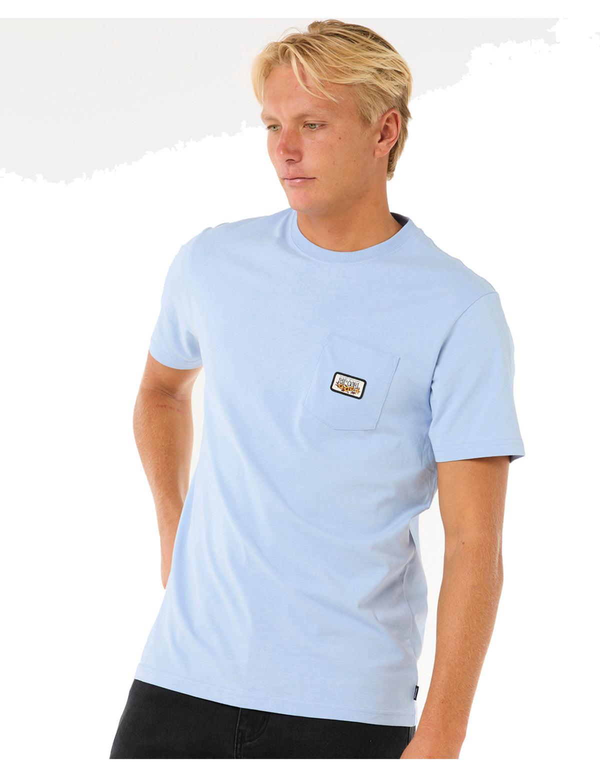 Rip Curl Surf Paradise Badge Short Sleeve T-Shirt in Ice Blue