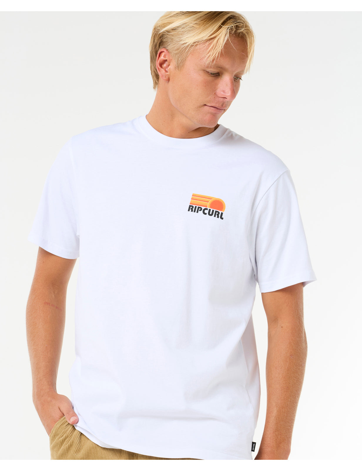 Rip Curl Surf Revival Stacked Short Sleeve T-Shirt in White