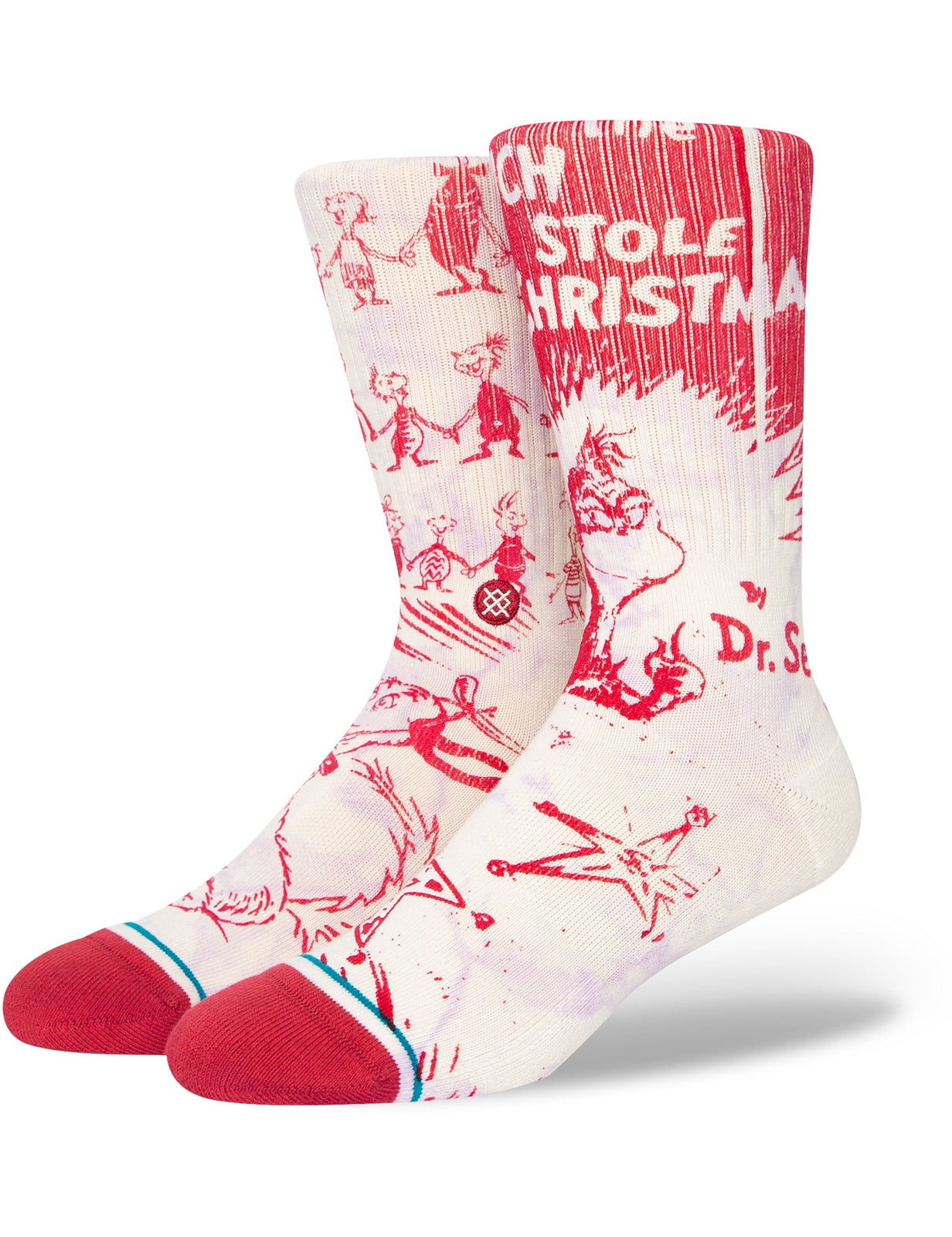 Chaussettes de Noël Stance Every Who The Grinch en blanc cassé
