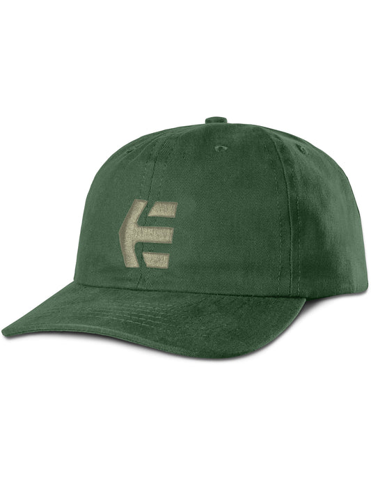 Etnies Icon Destruct Snapback Curved Peak Cap in Forrest