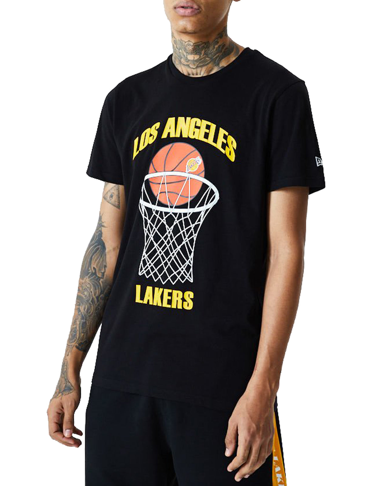 New Era Los Angeles Lakers NBA Basketball Short Sleeve T-Shirt in Black