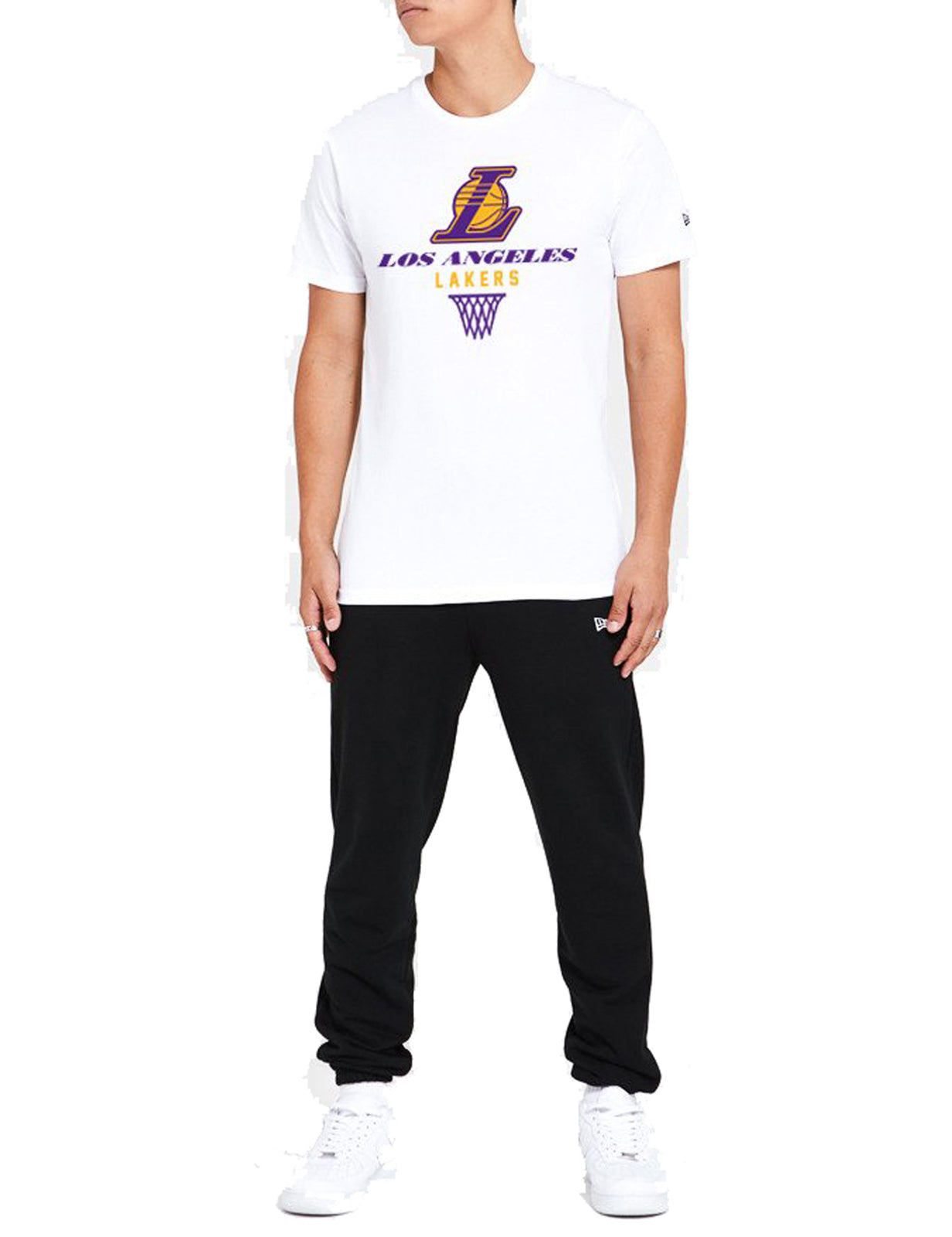 New Era Los Angeles Lakers NBA Bold Short Sleeve T-Shirt in Optic White