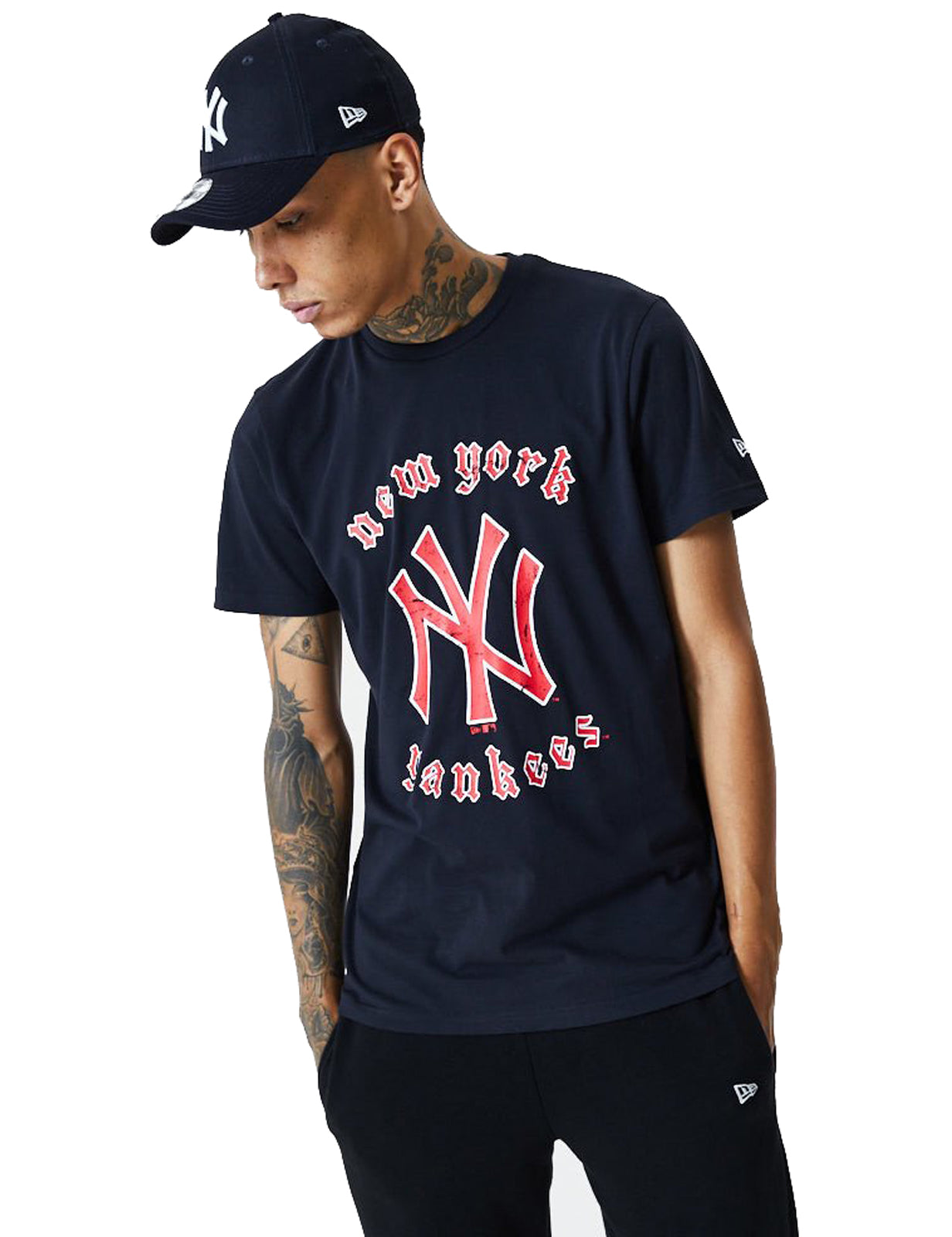 New Era New York Yankees MLB Retro Team Logo Short Sleeve T-Shirt in Navy