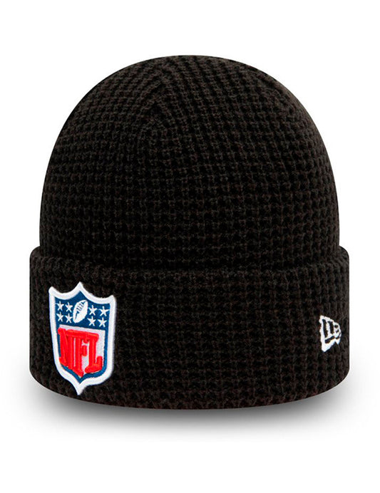 New Era Team NFL Logo Waffle Knit Beanie in Black