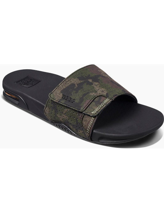 Reef Fanning Slide Sliders in Olive Camo