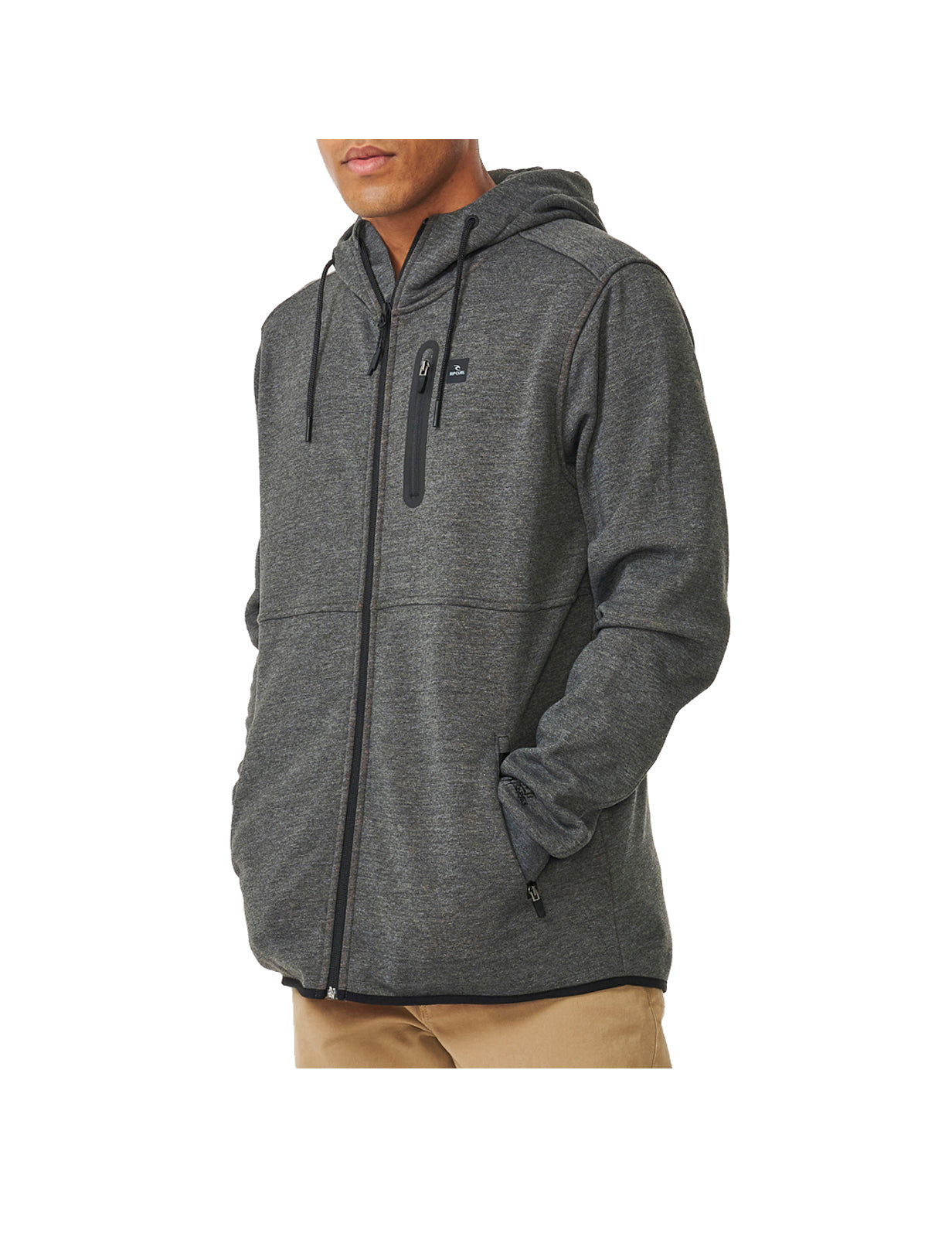 Rip Curl Anti Series Departed Full Zip Fleece in Charcoal Marle