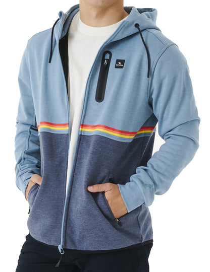 Rip Curl Anti Series Departed Full Zip Fleece in Dusty Blue