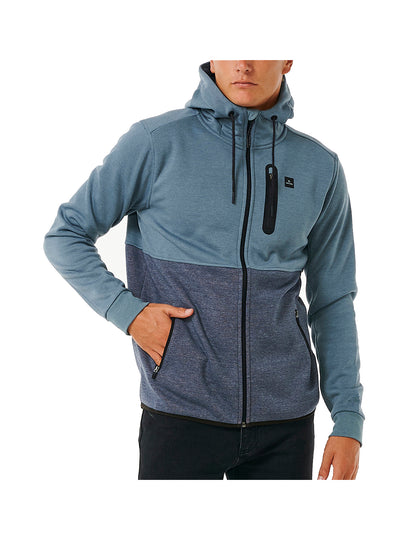 Rip Curl Anti Series Departed Full Zip Fleece in Mineral Blue