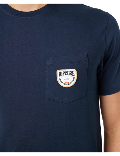 Rip Curl Badge Short Sleeve T-Shirt in Dark Navy