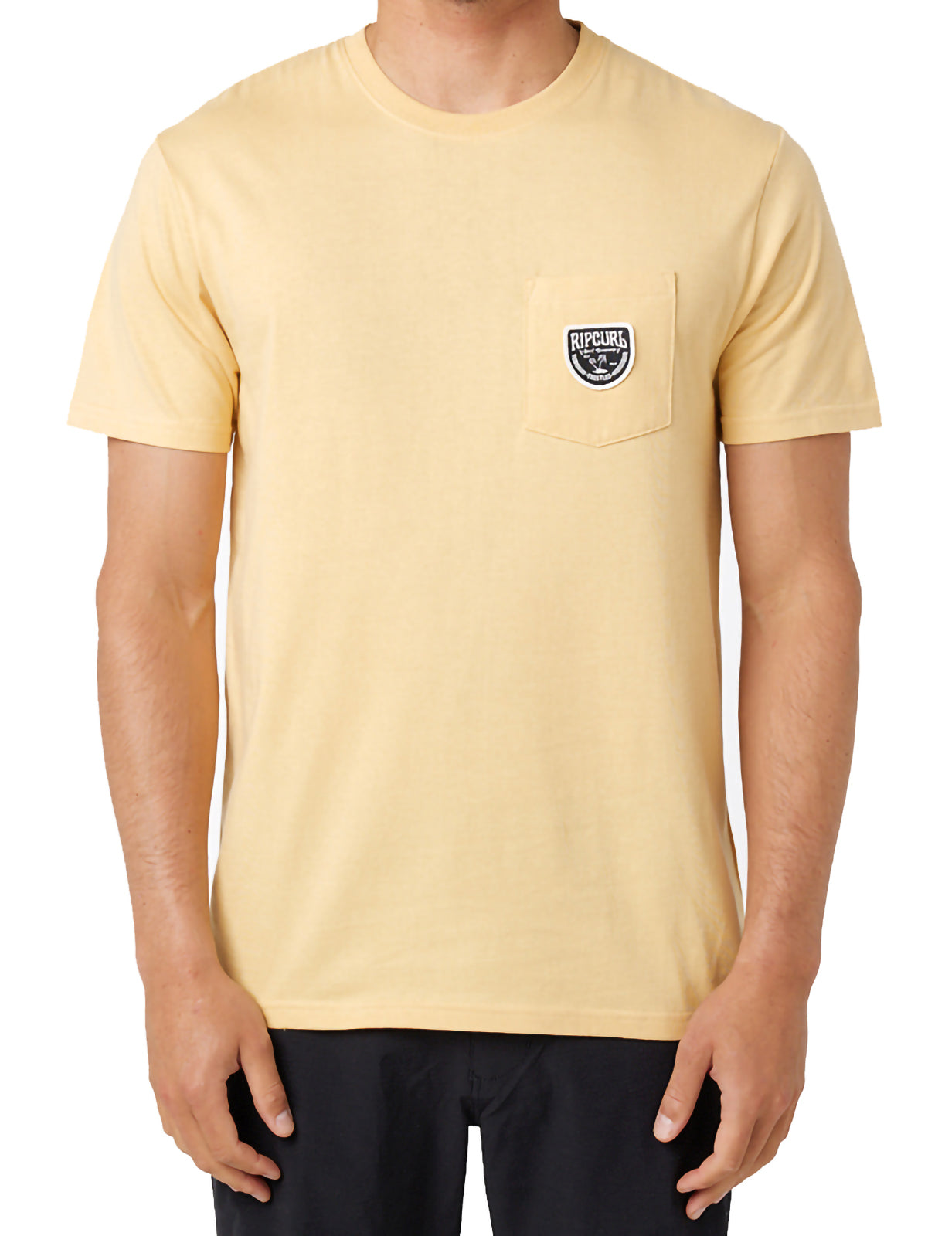 Rip Curl Badge Short Sleeve T-Shirt in Washed Yellow