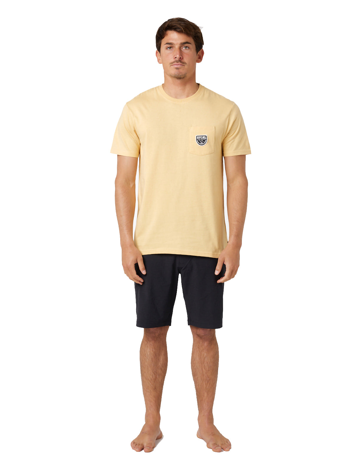 Rip Curl Badge Short Sleeve T-Shirt in Washed Yellow