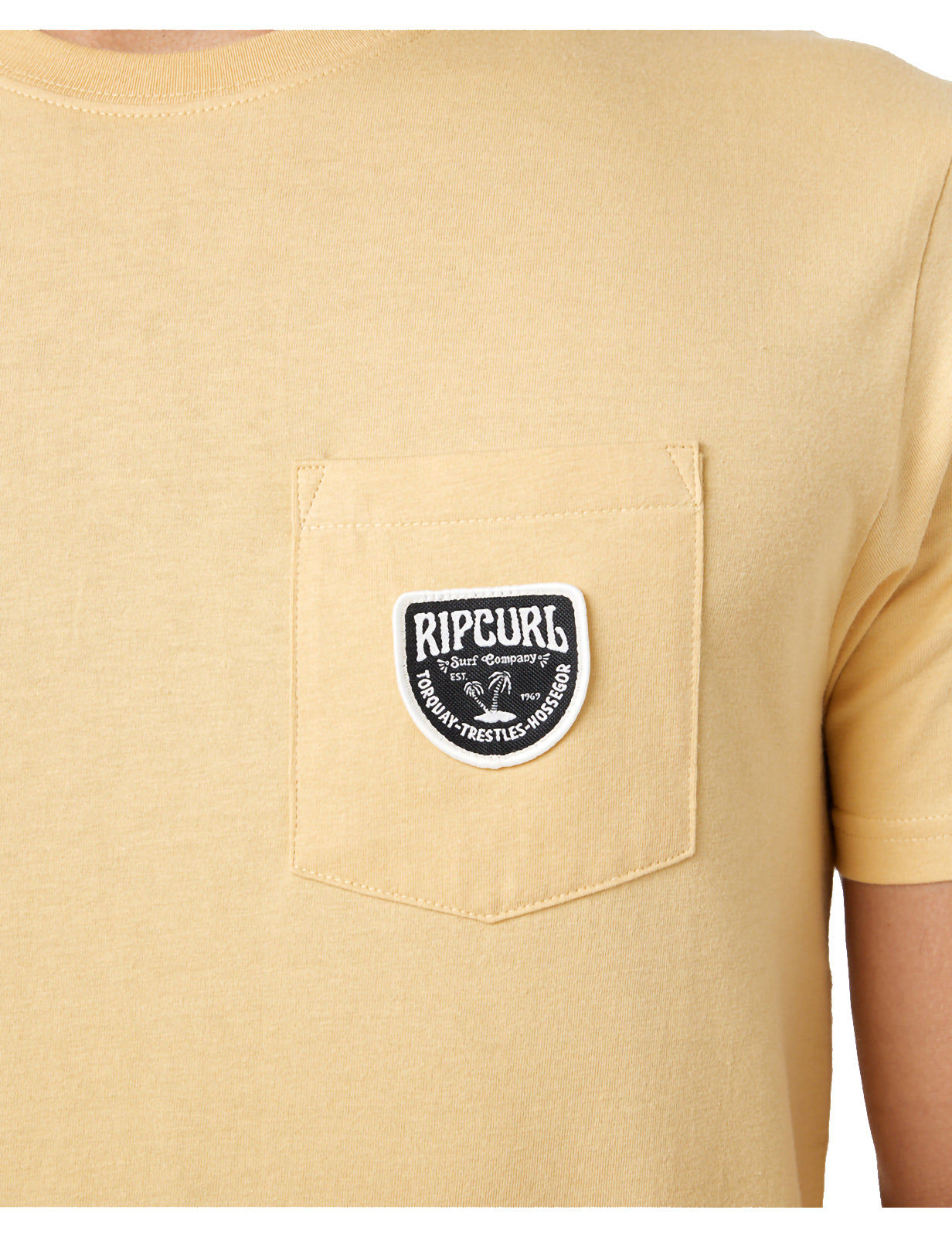 Rip Curl Badge Short Sleeve T-Shirt in Washed Yellow