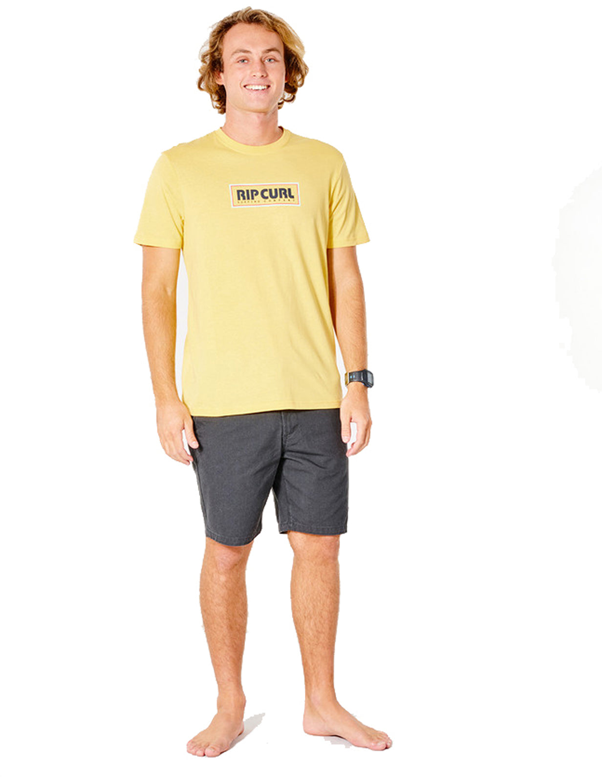 Rip Curl Big Mumma Icon Short Sleeve T-Shirt in Retro Yellow