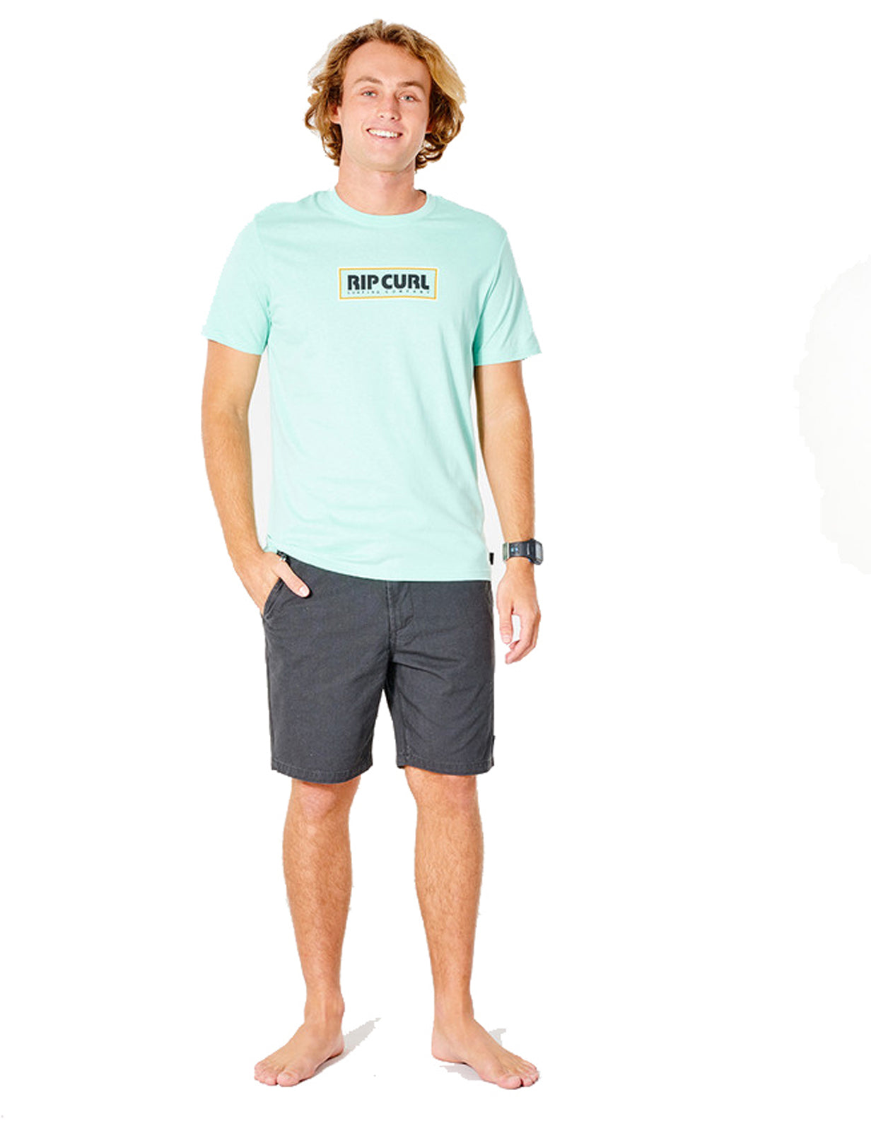 Rip Curl Big Mumma Icon Short Sleeve T-Shirt in Washed Aqua