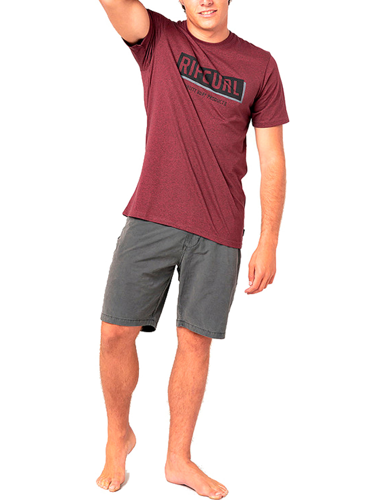 Rip Curl Boxed Short Sleeve T-Shirt in Maroon Marle