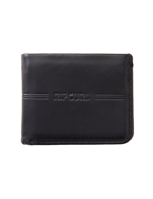 Rip Curl Brand Stripe RFID 2 In 1 Leather Wallet in Black