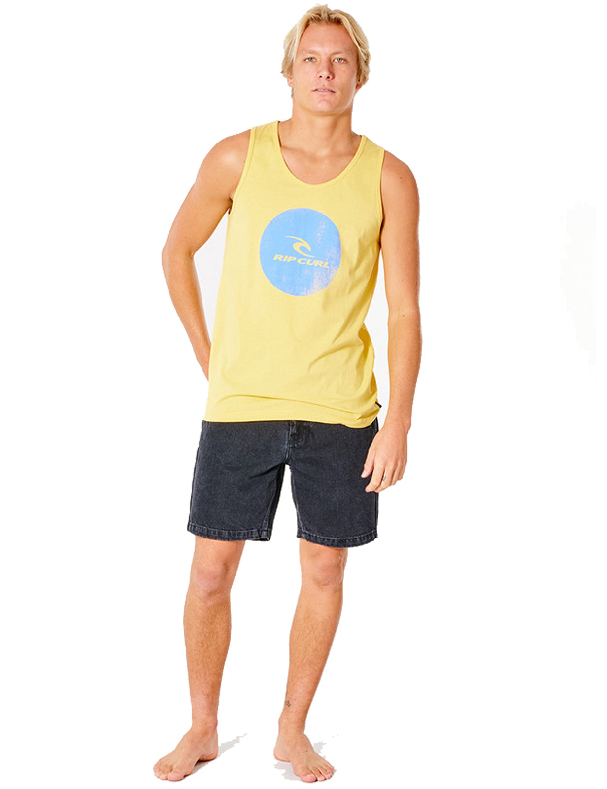 Rip Curl Corp Icon Sleeveless T-Shirt in Retro Yellow