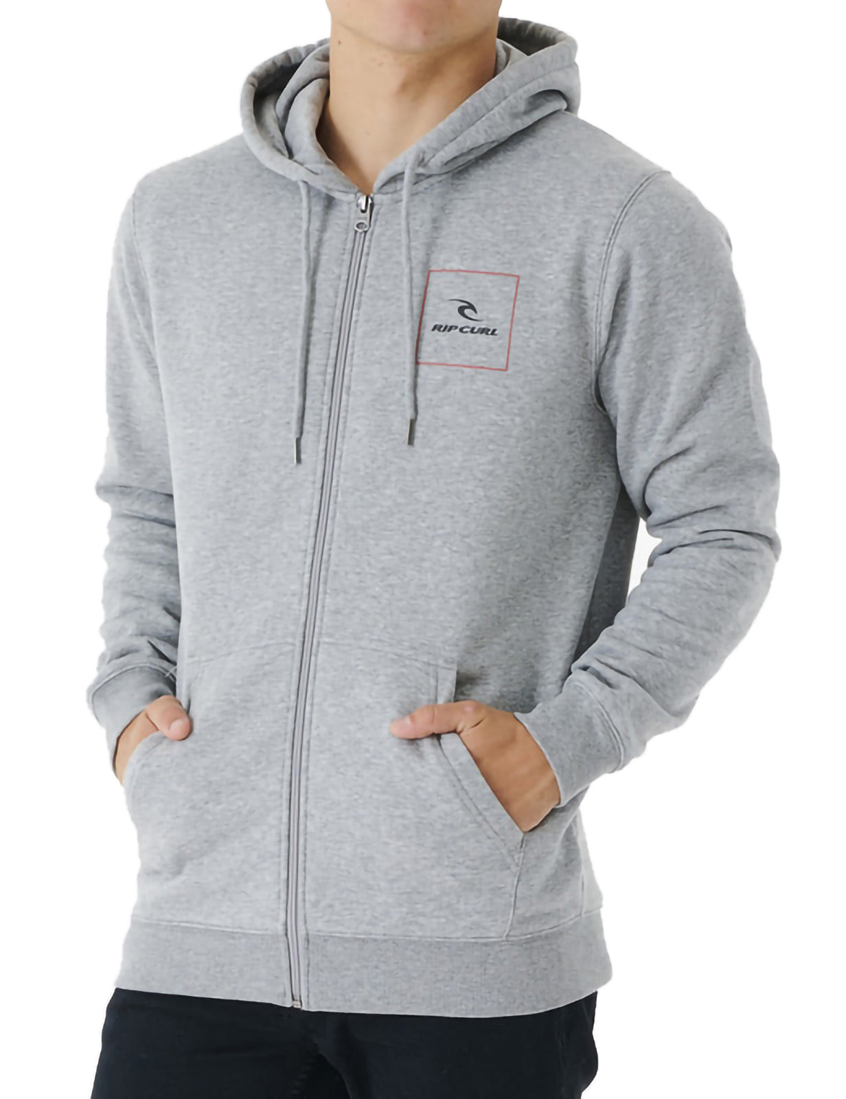 Rip Curl Corp Icon Zipped Hoody in Grey Marle