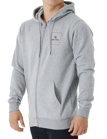 Rip Curl Corp Icon Zipped Hoody in Grey Marle