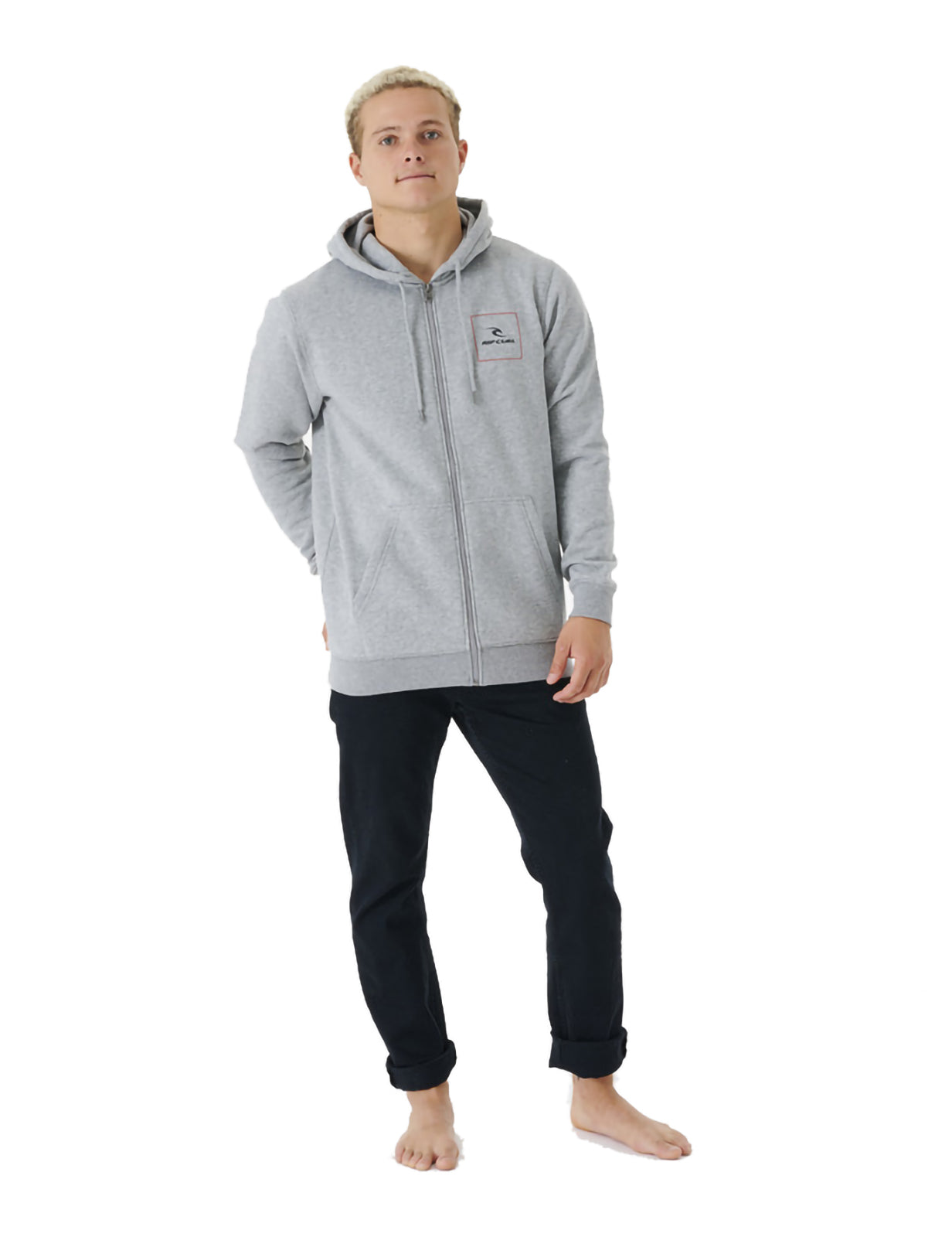 Rip Curl Corp Icon Zipped Hoody in Grey Marle