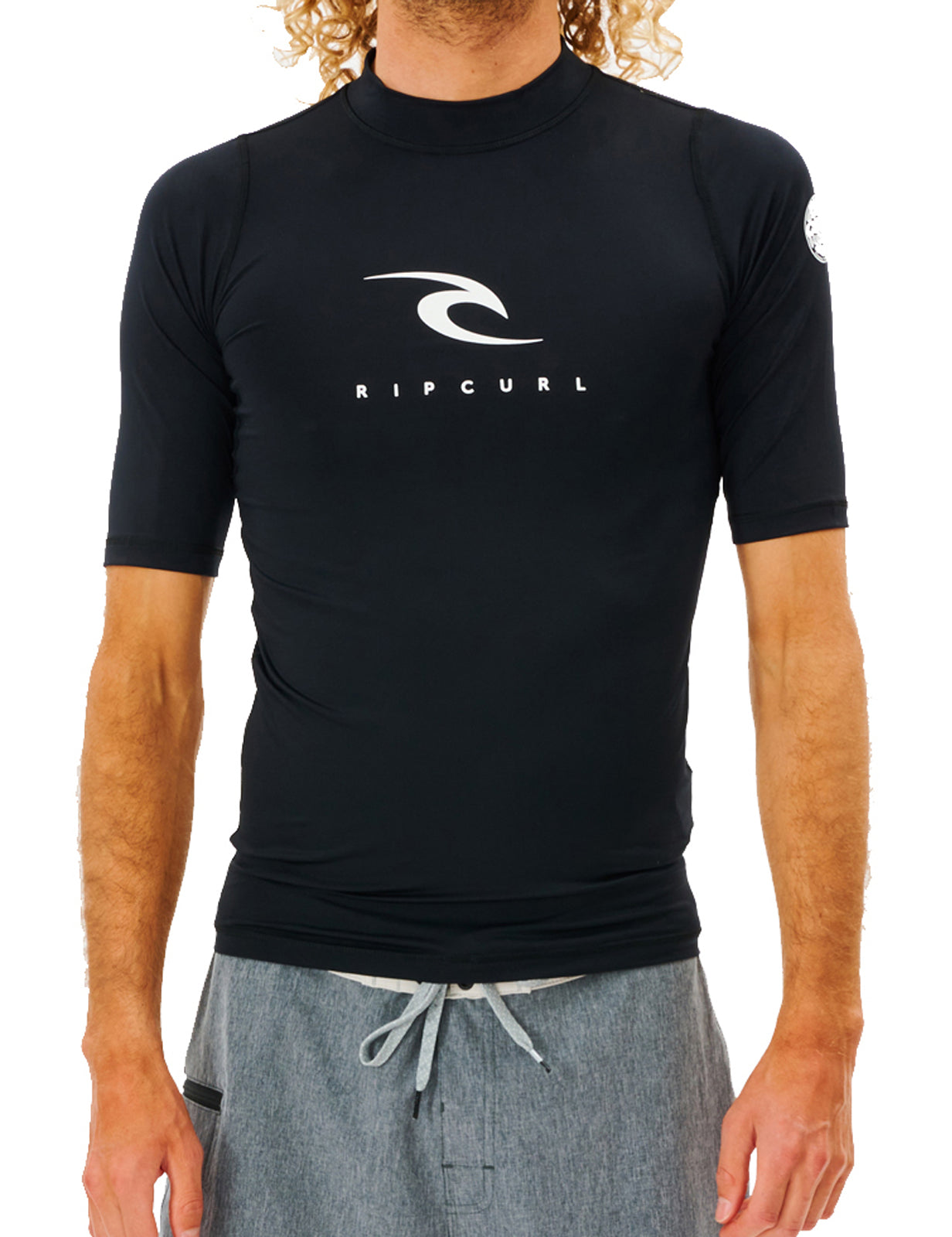 Rip Curl Corps Short Sleeve Rash Vest in Black