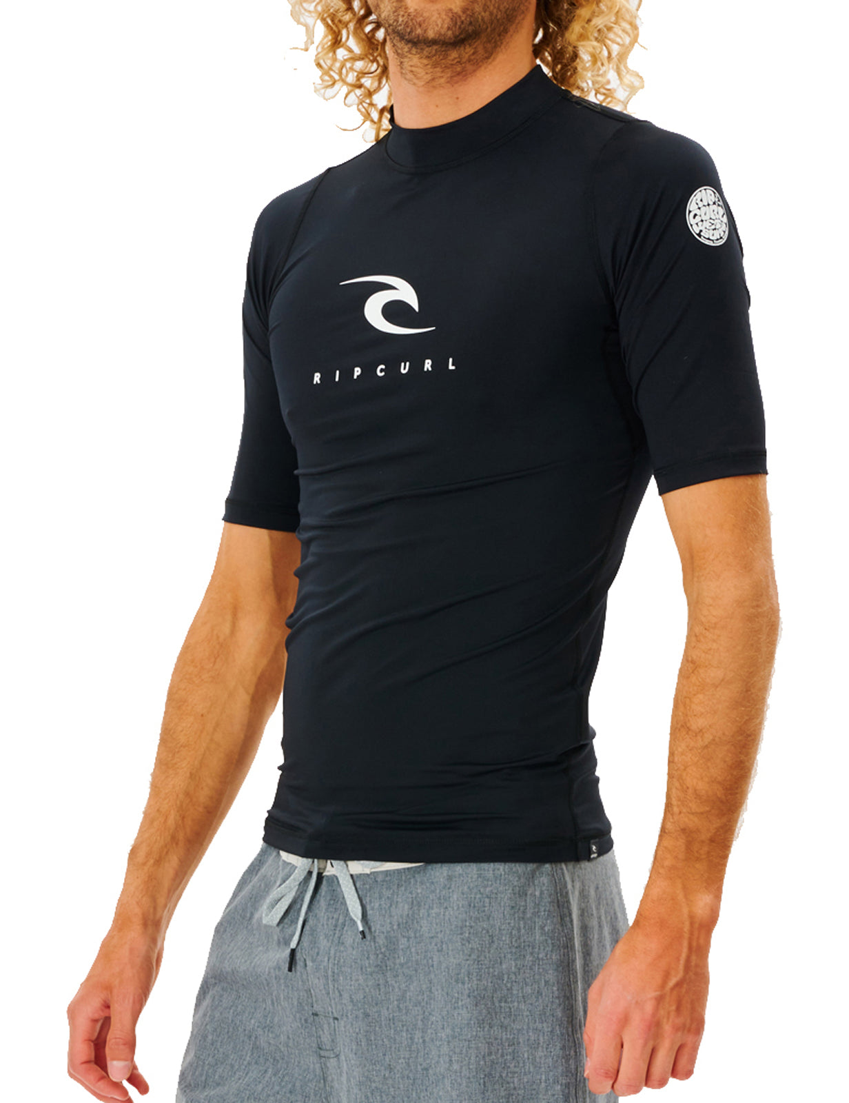 Rip Curl Corps Short Sleeve Rash Vest in Black