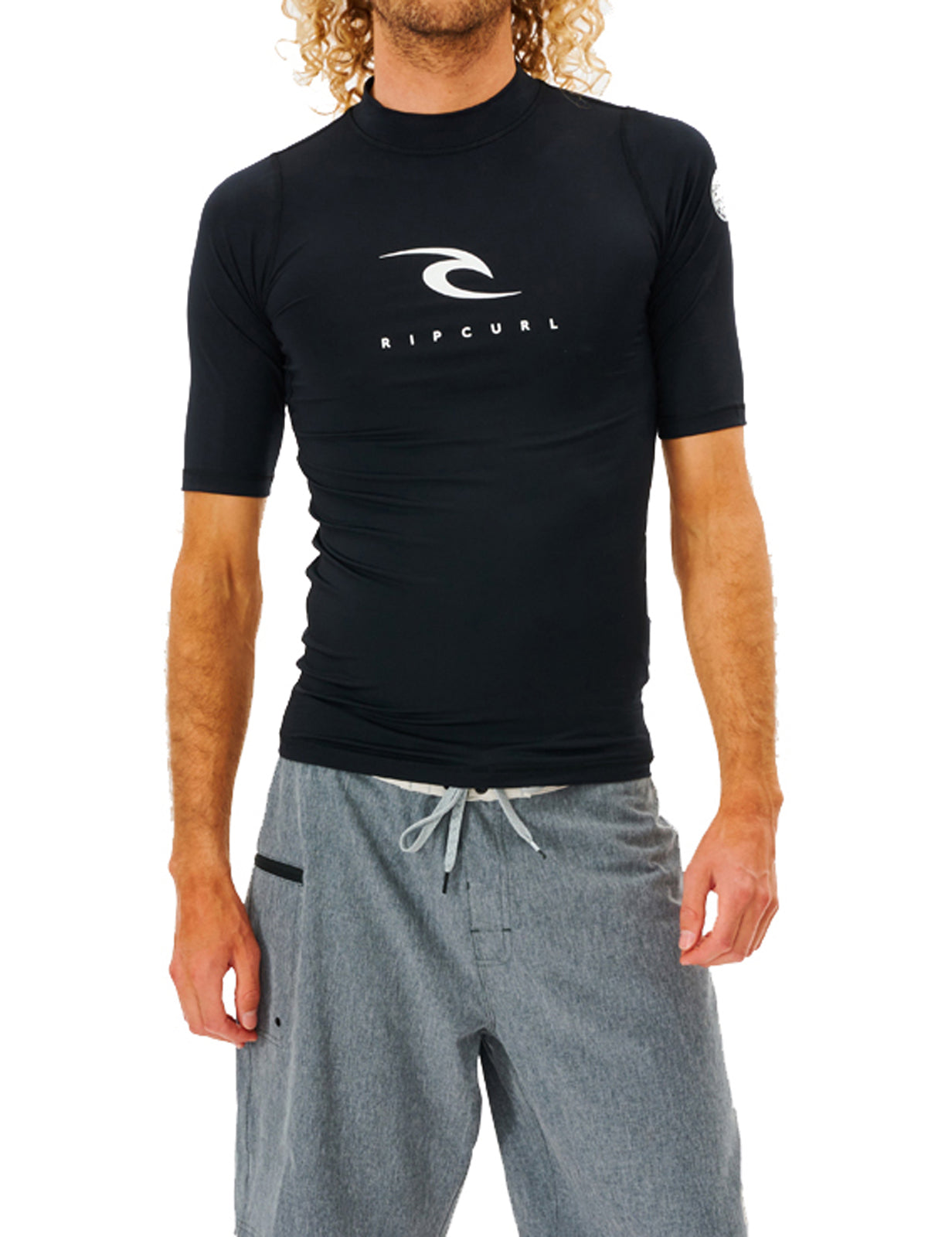 Rip Curl Corps Short Sleeve Rash Vest in Black