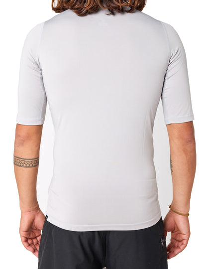 Rip Curl Corps Short Sleeve Rash Vest in Light Grey