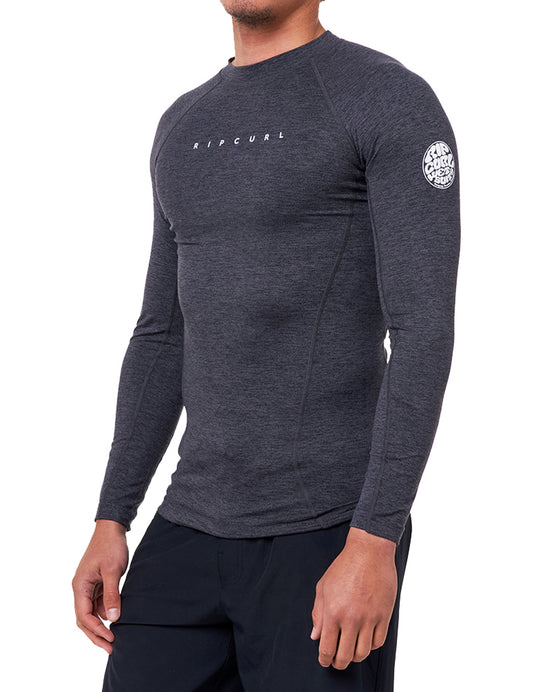 Rip Curl Dawn Patrol Long Sleeve Rash Vest in Black Marled