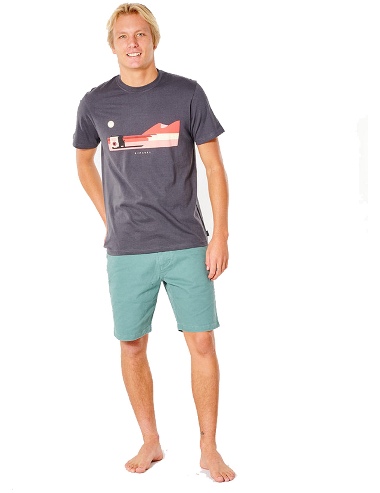 Rip Curl Drifter Short Sleeve T Shirt in Washed Black T Shirts For Men Fashion Wear