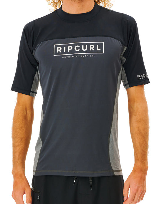 Rip Curl Drive Relaxed Short Sleeve Rash Vest in Black