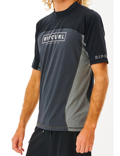 Rip Curl Drive Relaxed Short Sleeve Rash Vest in Black