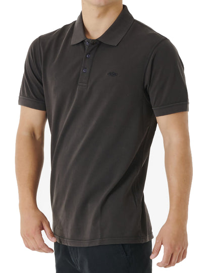 Rip Curl Faded Short Sleeve Polo Shirt in Washed Black