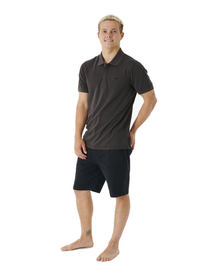 Rip Curl Faded Short Sleeve Polo Shirt in Washed Black