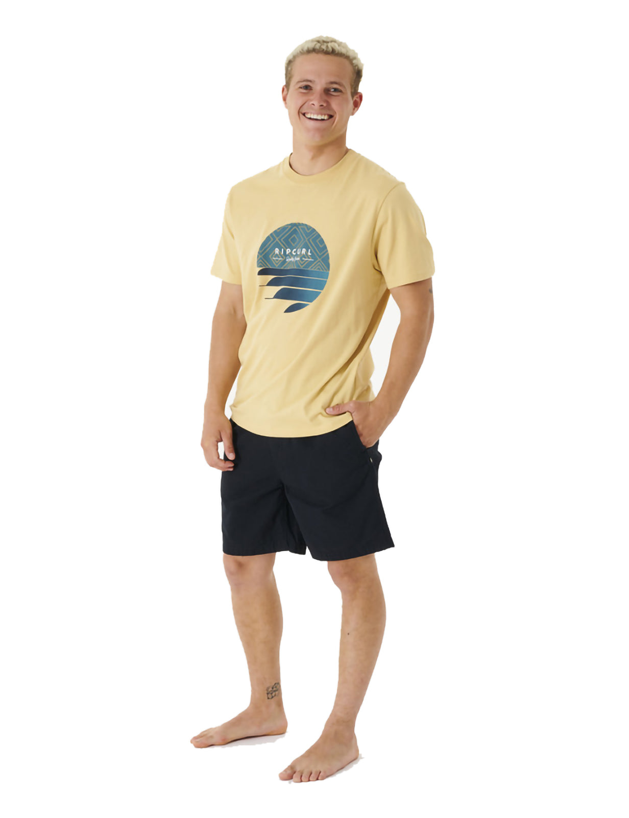 Rip Curl Fill Me Up Short Sleeve T-Shirt in Washed Yellow