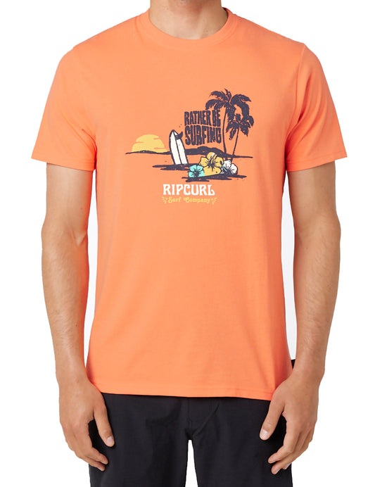 Rip Curl – Gerahmtes Kurzärmliges T-Shirt in Pfirsich