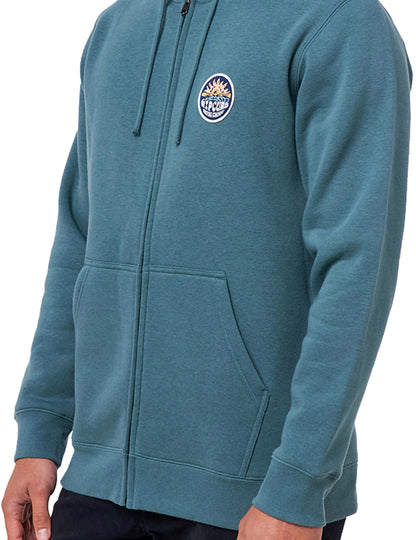 Rip Curl Horizion Zipped Hoody in Muted Green