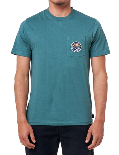 Rip Curl Horizon Badge Short Sleeve T-Shirt in Muted Green