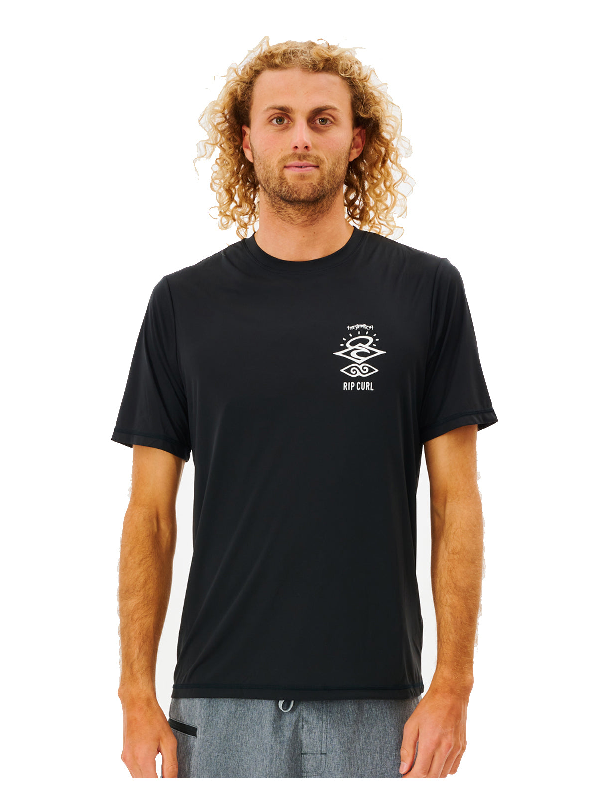 Rip Curl Icons Surflite Short Sleeve Surf Tee in Black