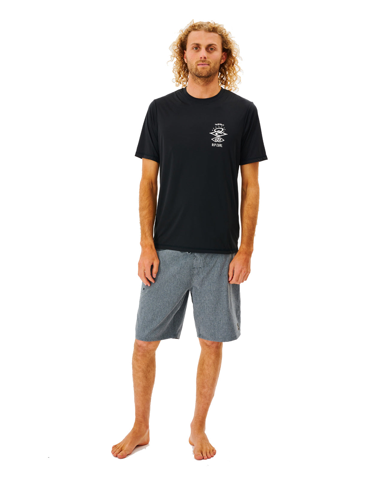 Rip Curl Icons Surflite Short Sleeve Surf Tee in Black