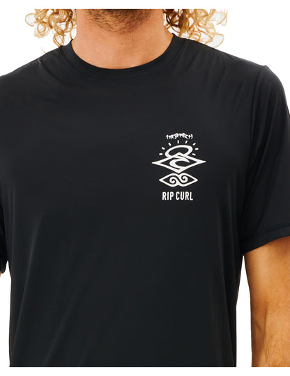 Rip Curl Icons Surflite Short Sleeve Surf Tee in Black