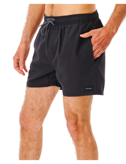 Rip Curl Offset Volley Elasticated Boardshorts in Black