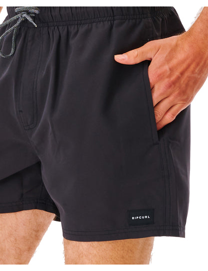 Rip Curl Offset Volley Elasticated Boardshorts in Black