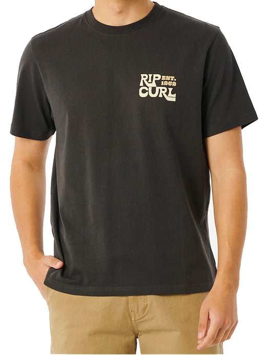 Rip Curl – Pacific Rinse Boo – Kurzärmliges T-Shirt in verwaschenem Schwarz