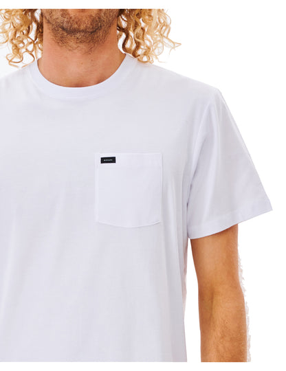 Rip Curl – Kurzärmliges T-Shirt mit schlichter Tasche in Weiß