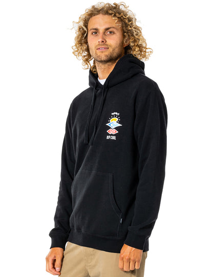 Rip Curl Search Icon Hood Pullover Hoody in Black