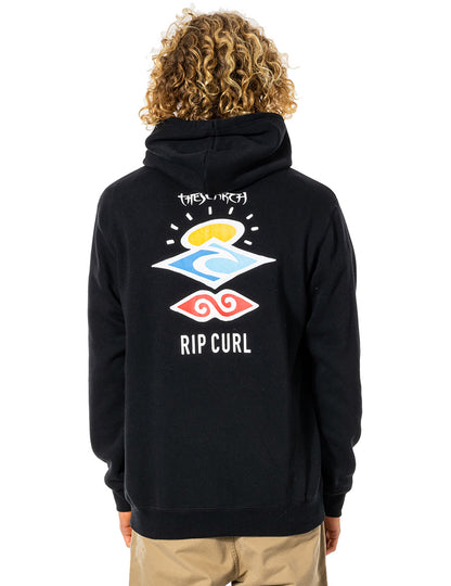 Rip Curl Search Icon Hood Pullover Hoody in Black