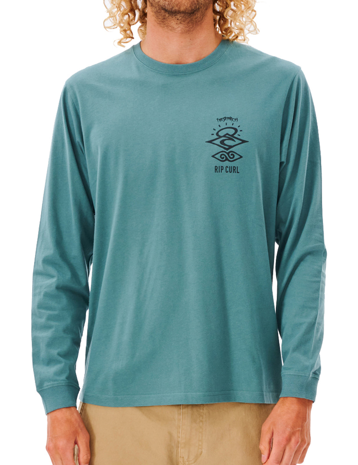 Rip Curl Search Icon Long Sleeve T-Shirt in Blue Stone